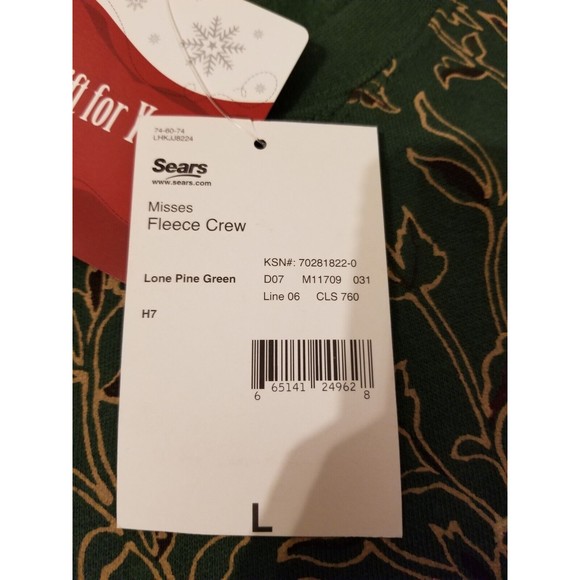 NWT size L Classic Elements green with golden floeal print sweatshirt Christmas - Picture 10 of 10